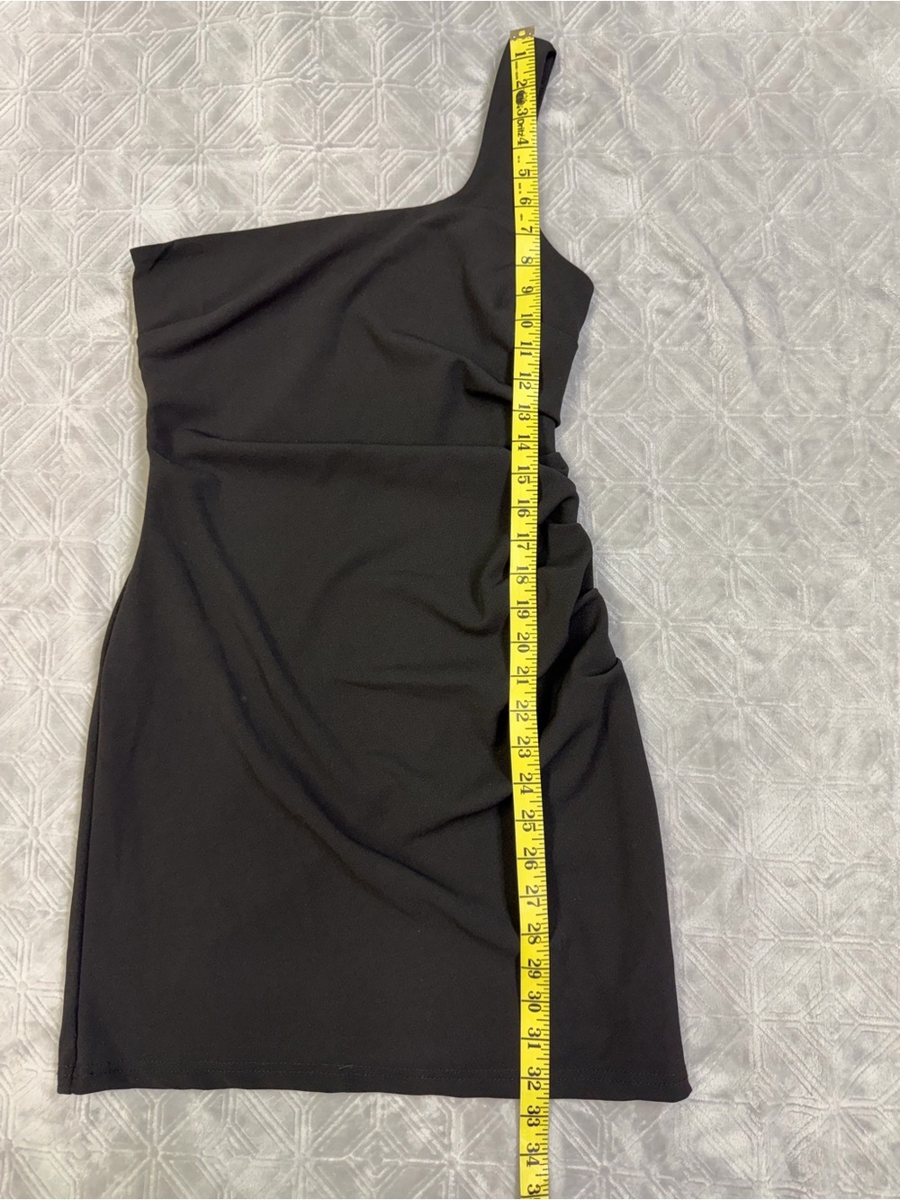 Lulu's Black One-Shoulder Ruched Mini Dress - Picture 5 of 7